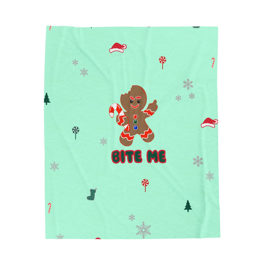 'Bite Me' Gingerbread Plush Blanket