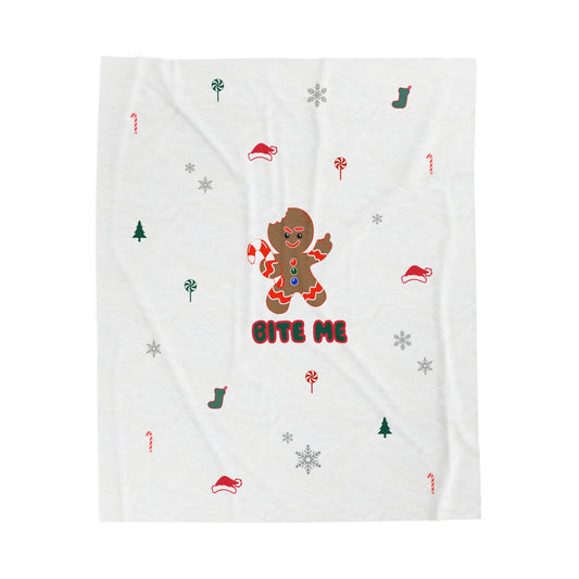 'Bite Me' Gingerbread Plush Blanket